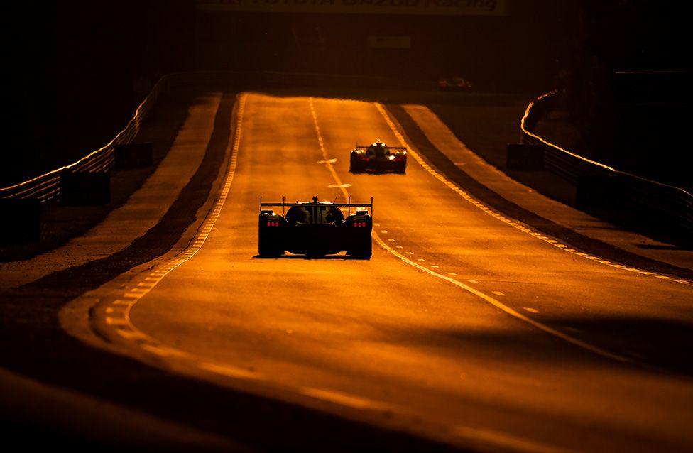 The Aston Martin Valkyrie of Alex Riberas, Marco Sorensen, and Roman De Angelis in action during Hyperpole qualifying at Le Mans. Photo by James Moy