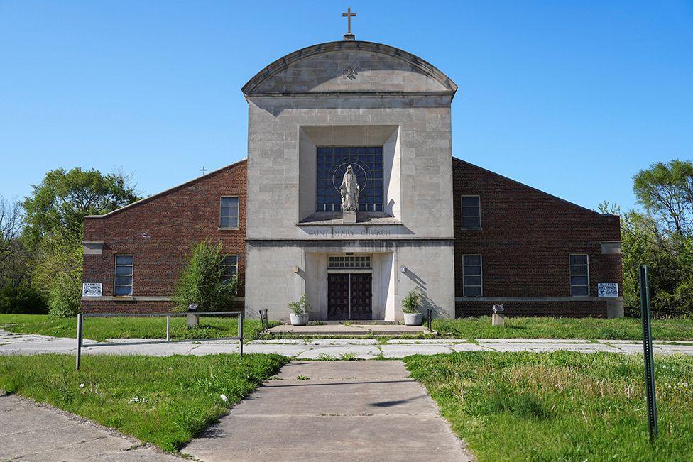 View of St. Mary of the Assumption Parish, where Pope Leo XIV, Robert Prevost of the United States, used to attend while growing up, in Chicago, Illinois, U.S., May 8, 2025.