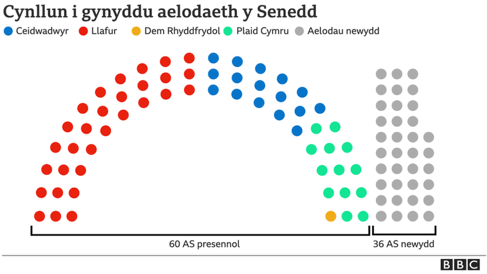 Graffeg Senedd fwy