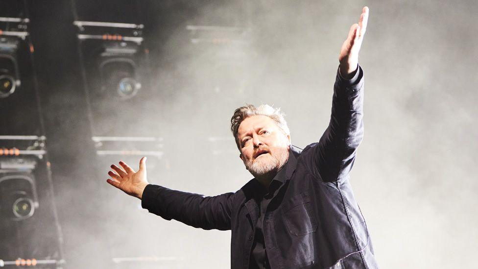 Elbow singer Guy Garvey on stage at Co-op Live