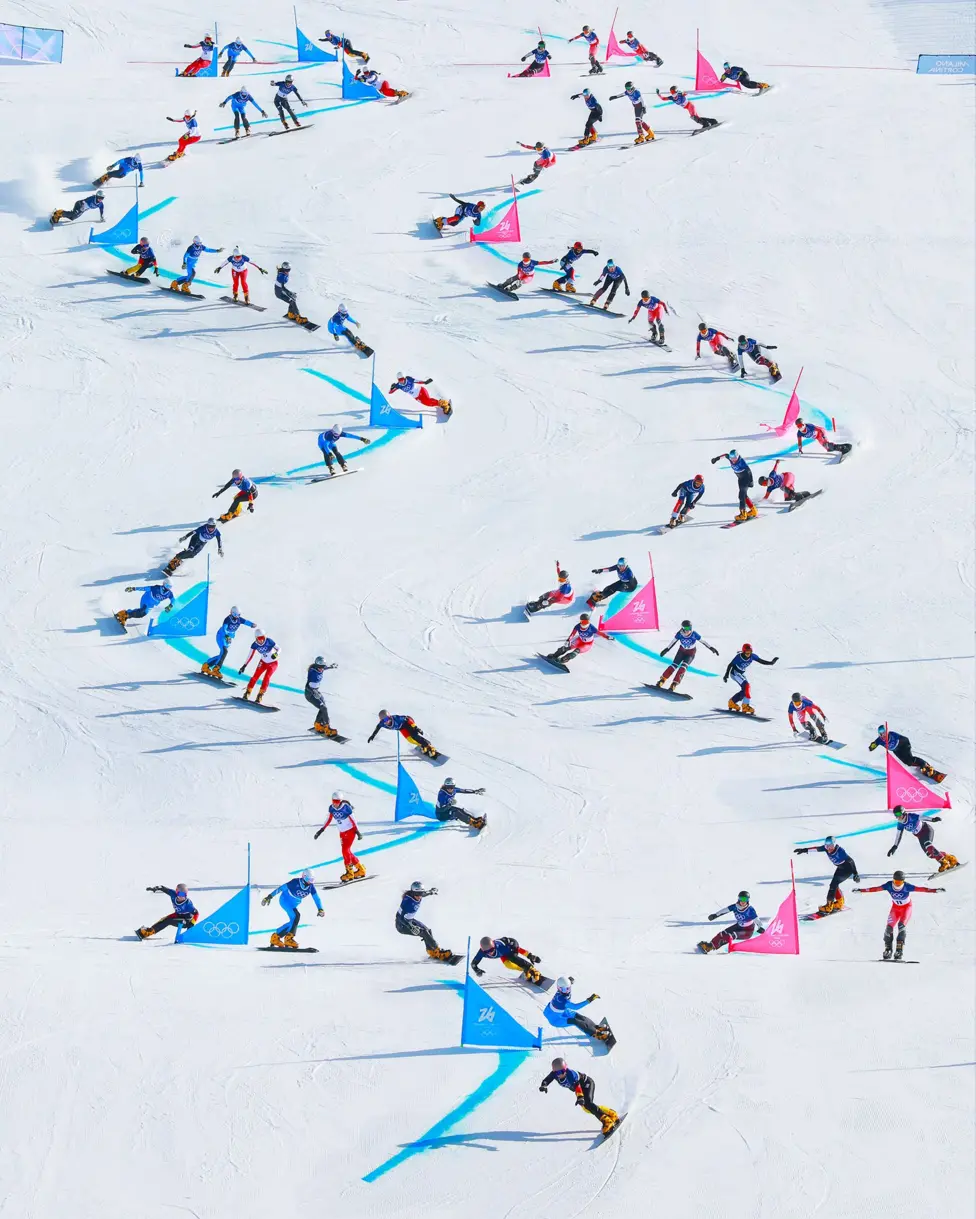 The drama of the women's parallel giant slalom is captured through a combination of images at Livigno Snow Park