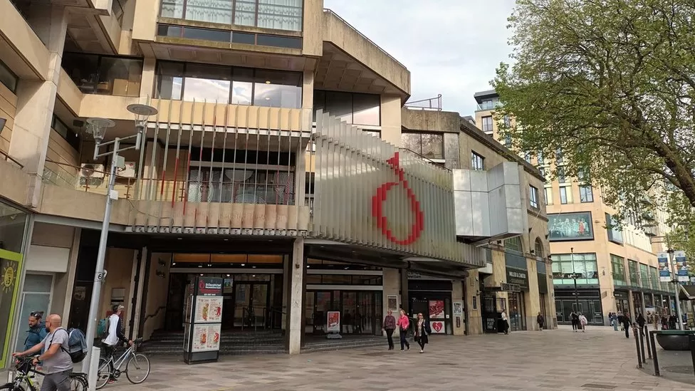 View from the street of St David's Hall in Cardiff