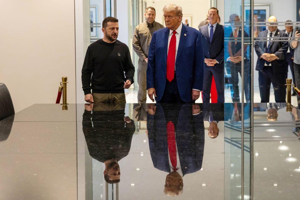 Zelensky and Trump in an office building in New York