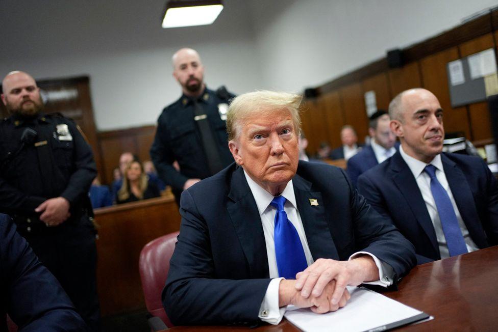 Former US President and Republican presidential candidate Donald Trump attends his criminal trial at Manhattan Criminal Court in New York City, on May 30, 2024. 