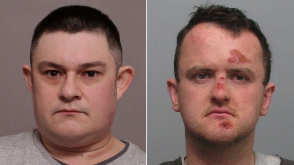 A composite image showing head and shoulders image of Luke Harlow to the left and Stephen Beadman to the right. Both have short dark hair and no beards.