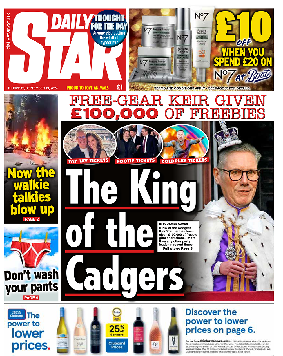 The Daily Star headline reads "The King of the cadgers"