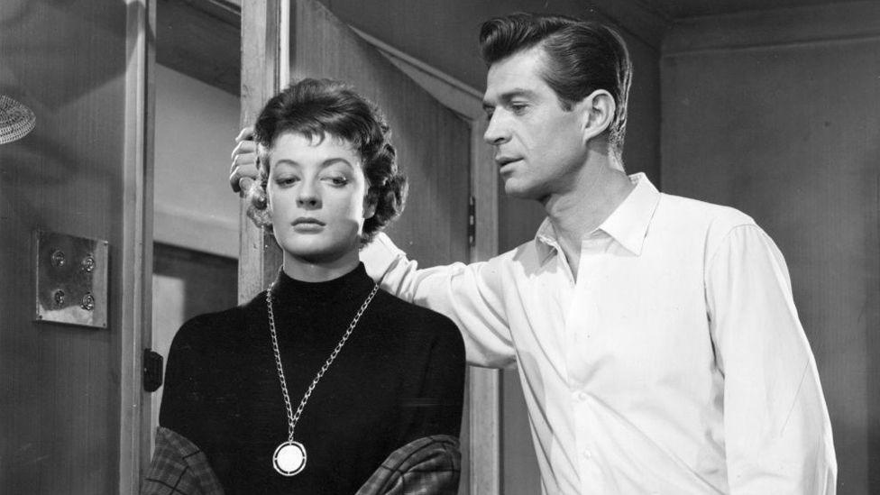 Maggie Smith and George Nader star in the Ealing Studios film 'Nowhere To Go'. 1958