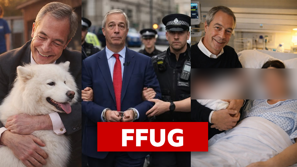 Lluniau ffug o Nigel Farage