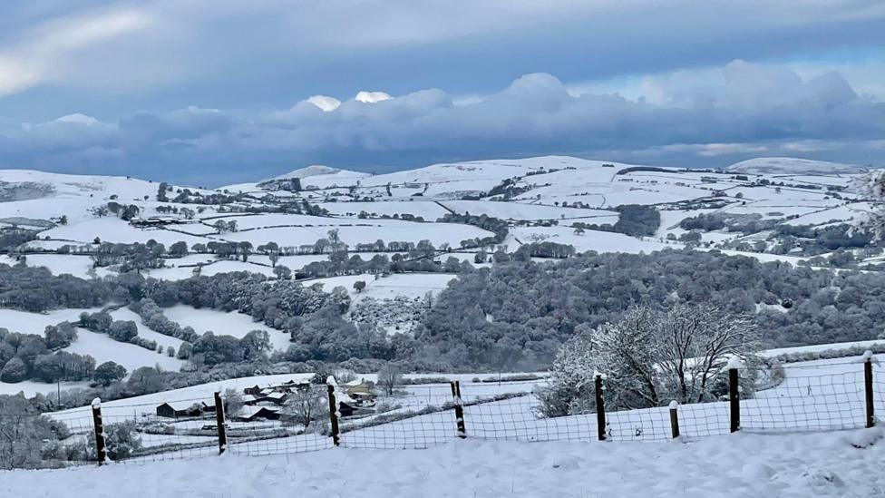 Fields covered in snow