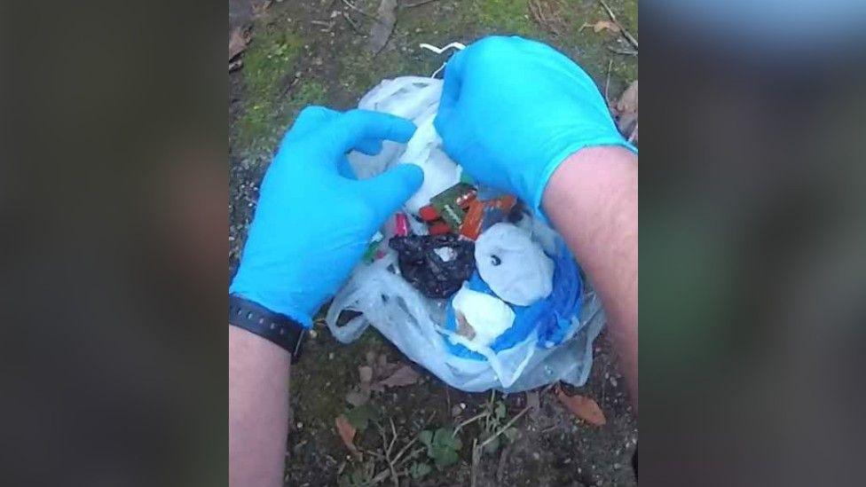 Package of drugs recovered from a manhole in Nottingham