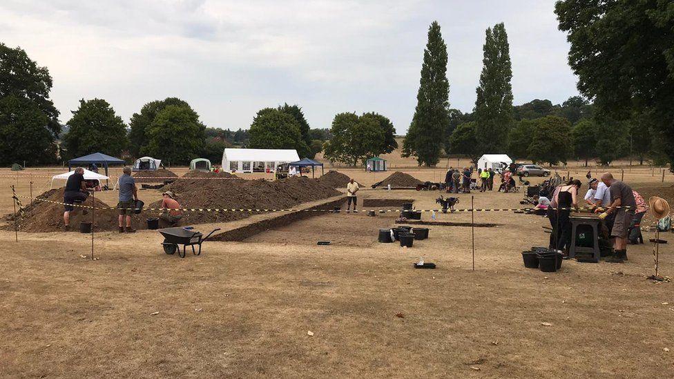 The Roman Venta Icenorum dig site in Caistor being excavated by local people and archaeologists