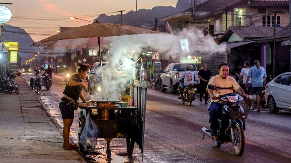 A street in Vang Vieng