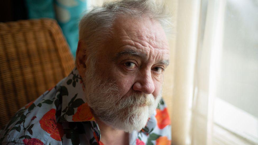 Tony Slattery pictured in 2020 with a beard