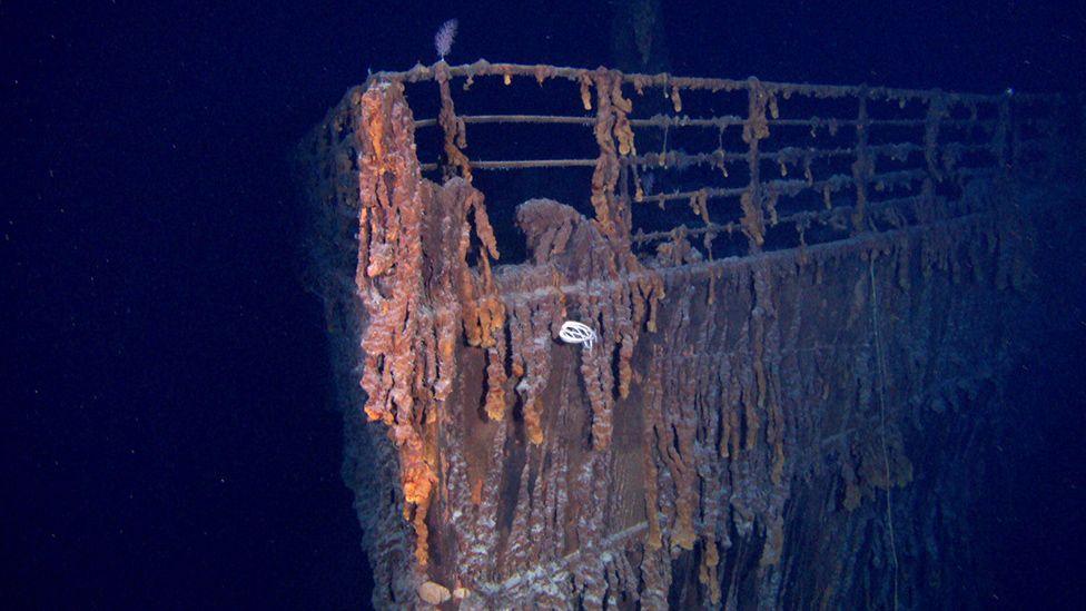 Bow of sunken Titanic