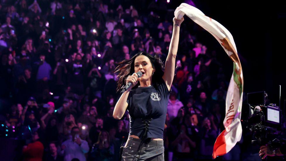 Katy Perry performs onstage during the FIREAID Benefit Concert for California Fire Relief at Intuit Dome on January 30, 2025 in Inglewood, California