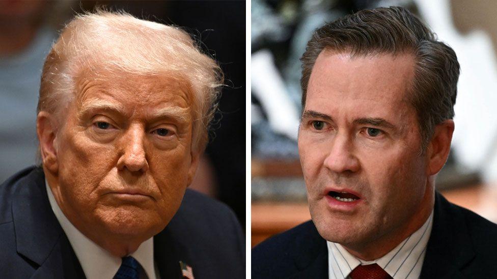 A composite image of US President Donald Trump and US National Security Advisor Mike Waltz on 25 March 2025