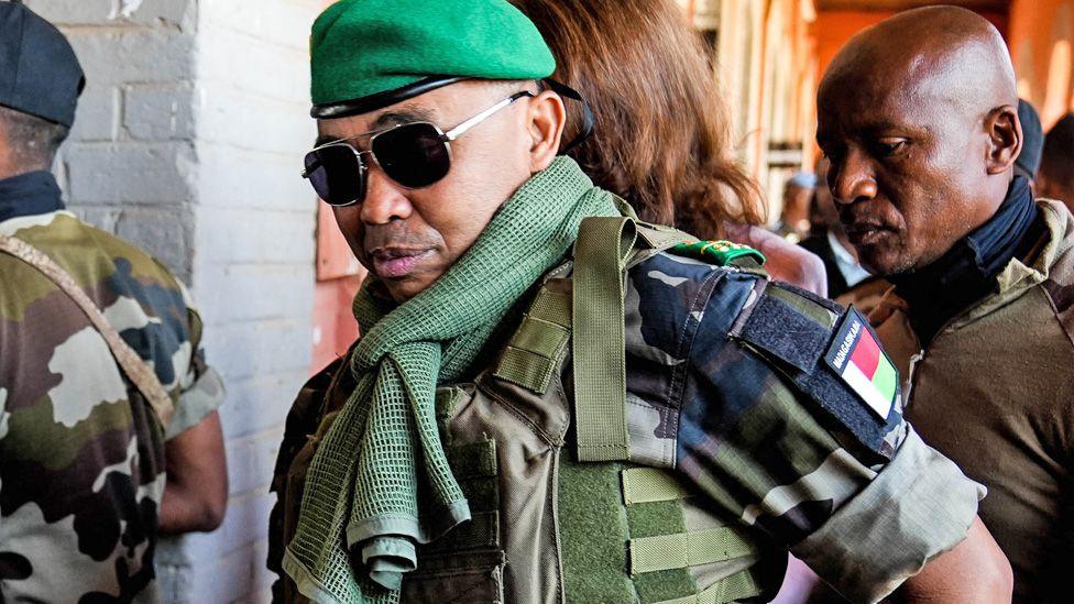 Colonel Michael Randrianirina wearing a uniform, green beret and sunglasses