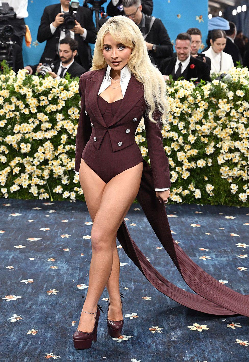 Sabrina Carpenter attends the 2025 Met Gala Celebrating "Superfine: Tailoring Black Style" at Metropolitan Museum of Art on May 05, 2025 in New York City, US.