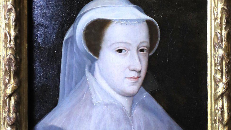 Portrait of Mary, Queen of Scots, wearing a white hood and veil 