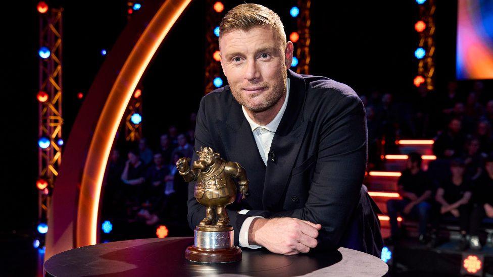 Freddie Flintoff on the set of Bullseye