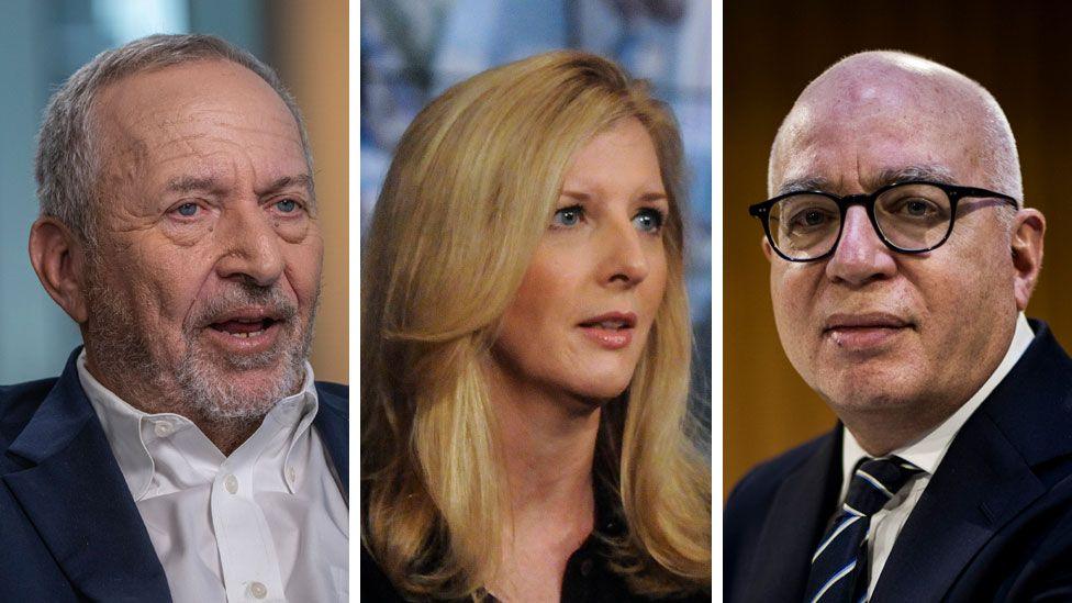 Former Treasury Secretary Larry Summers (left), Former White House counsel Kathryn Ruemmler (centre) and journalist Michael Wolff (right)