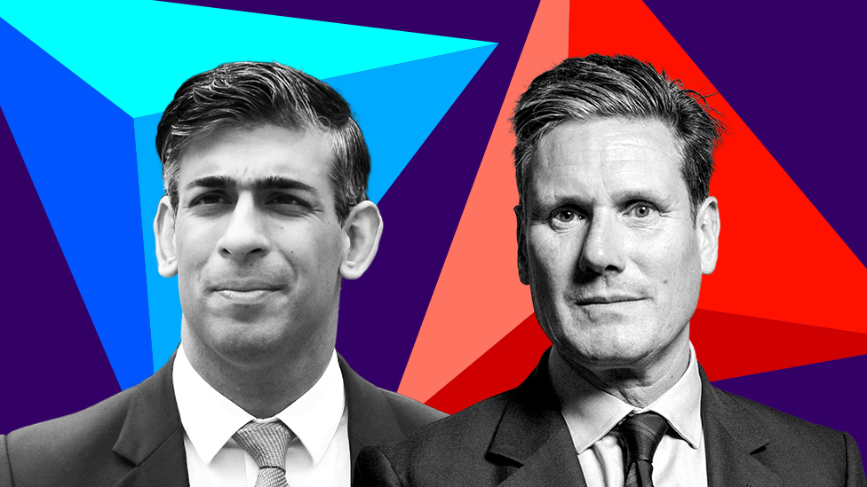 Rishi Sunak and Sir Keir Starmer set against BBC Election 2024 branding