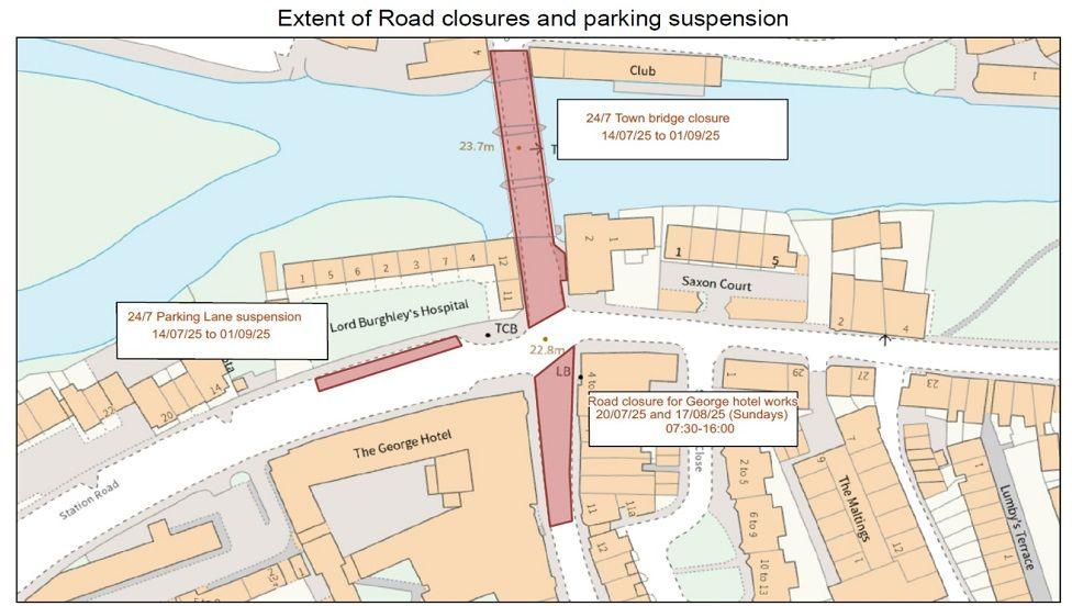 An artist's impression of where the road closures will be in place when the work is carried out