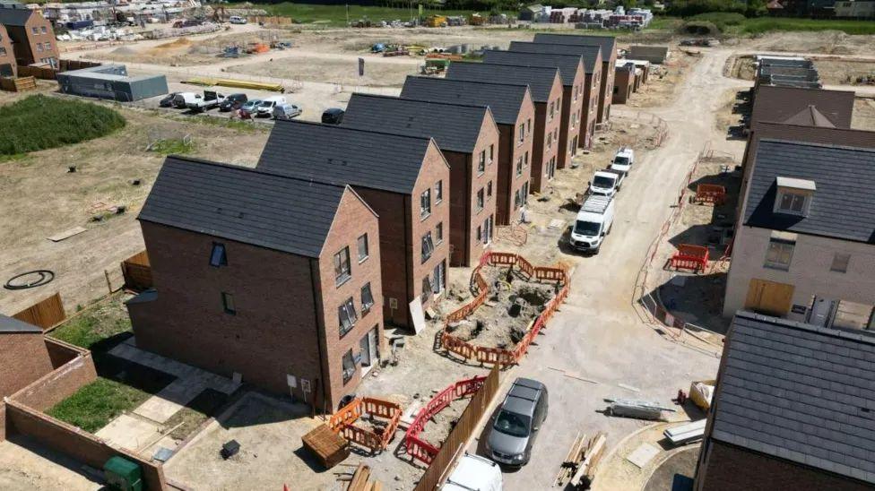 Building site with row of new-build houses