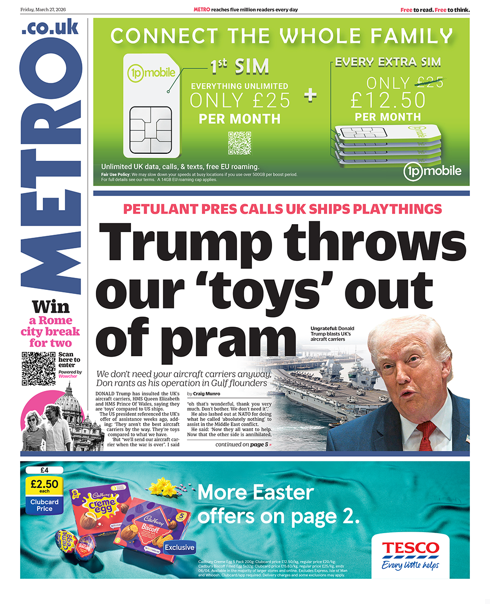 “Trump na i hedh ‘lodrat’ nga karroca”, shkruhet në titullin kryesor të faqes së parë të gazetës Metro.