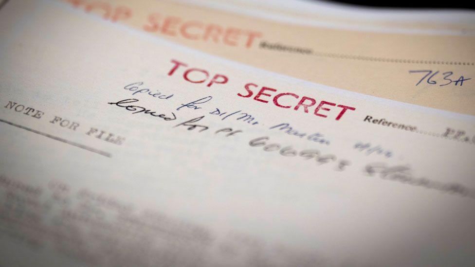 Top Secret markings on some of the files MI5 has made available to the National Archives in Kew, west London.