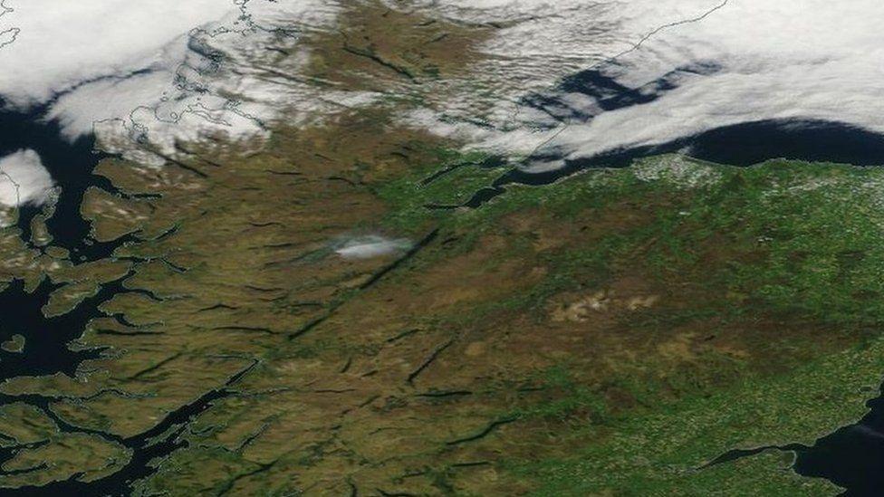 Nasa satellite image of smoke from the fire