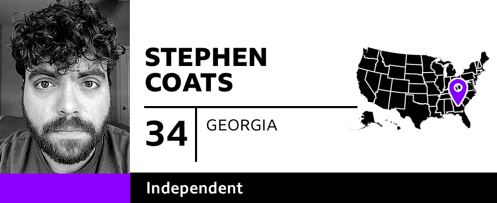 Graphic with photo of Stephen Coats, 34, of Georgia