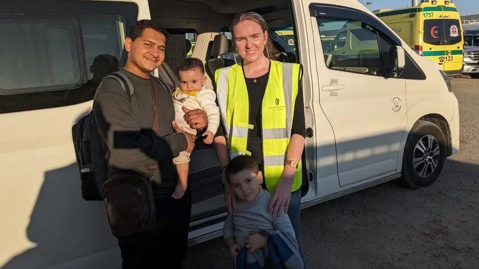 Ali and Sara in Egypt on Friday after leaving Gaza via the Rafah crossing