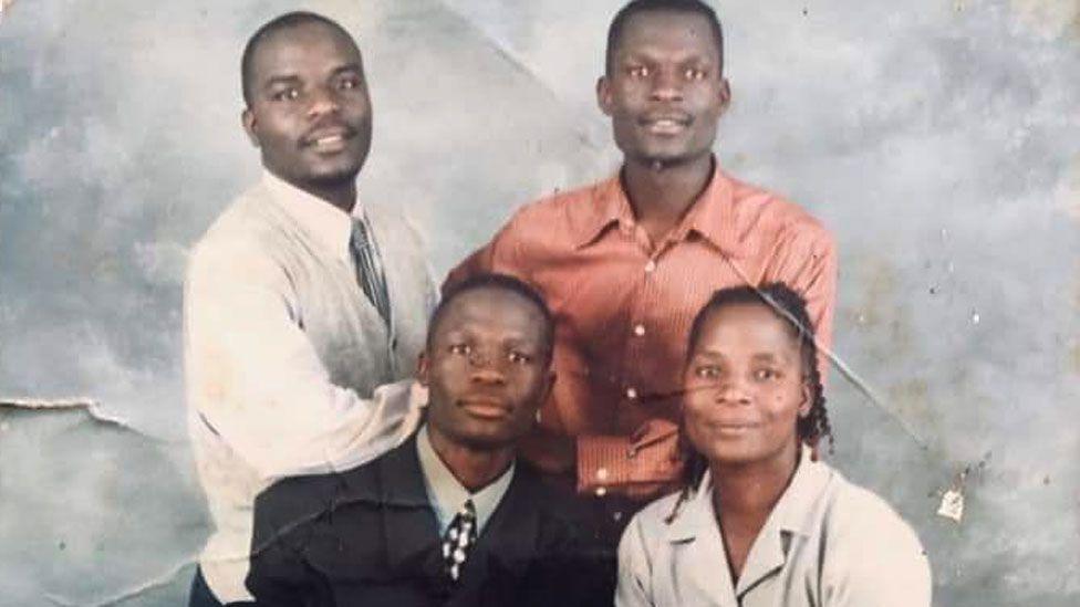 Ngosa brothers and their mother Samaria Maswela: Matthew (in red), Boyd (in white) and Hezron (in black)