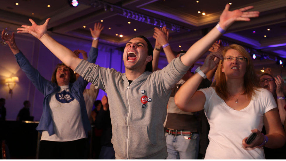 Better Together campaigners celebrate the No victory