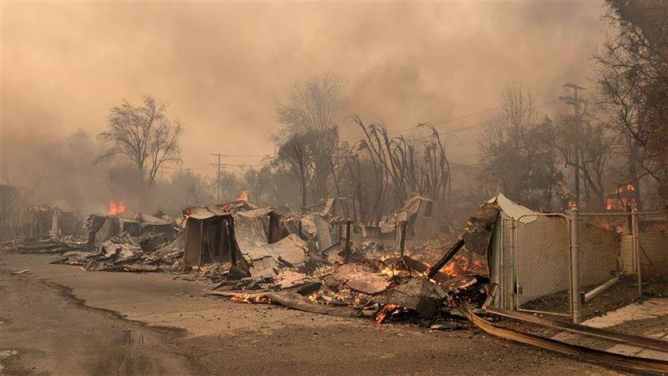 Burned out remains of homes on Lucy's street