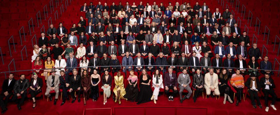 The nominees from this year's Oscars posing for the annual class photo in the David Geffen Theatre, Los Angeles