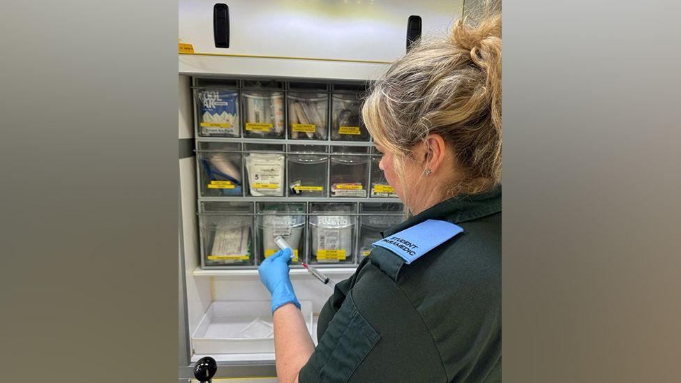 A close up of the back of a paramedic