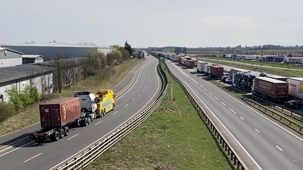 Lorry being taken away