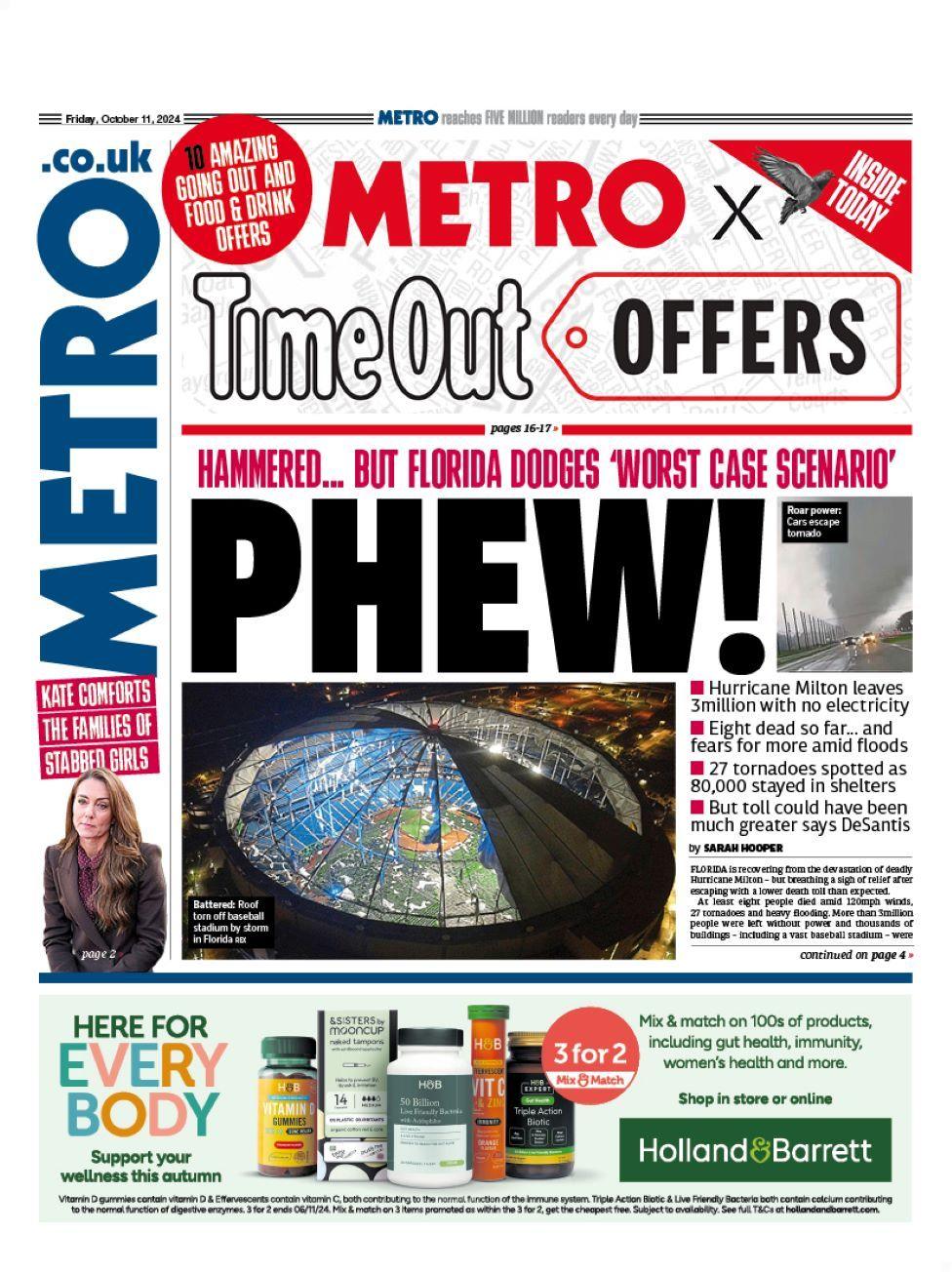 Metro front page on 11/10