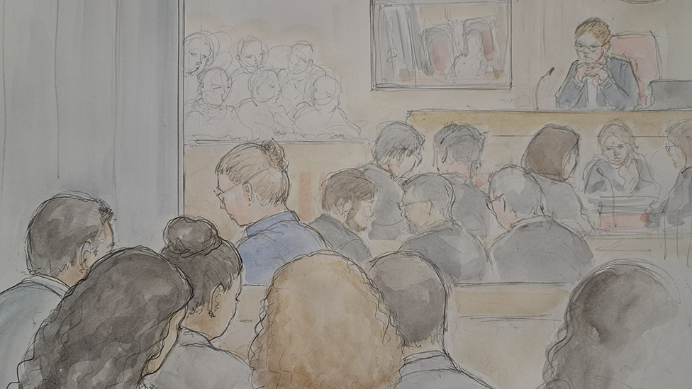 Sketch of the courtroom