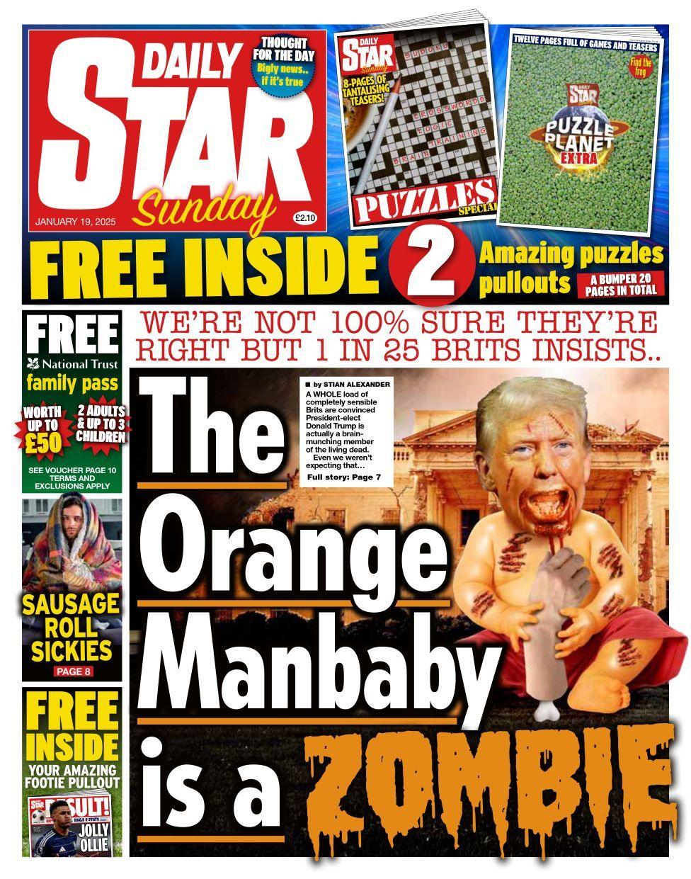 Daily Star front page on 19 January 2025