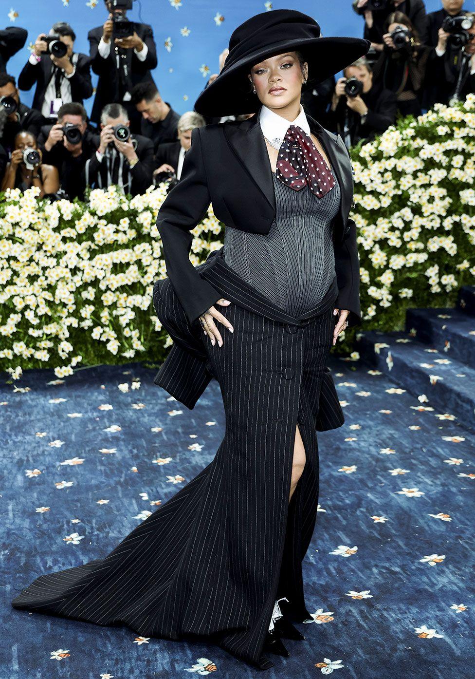 Rihanna attends the 2025 Met Gala Celebrating "Superfine: Tailoring Black Style" at Metropolitan Museum of Art on May 05, 2025 in New York City, US.