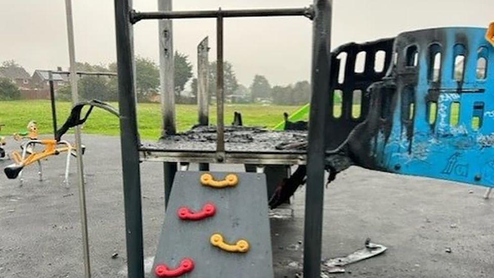 Vandalised play equipment