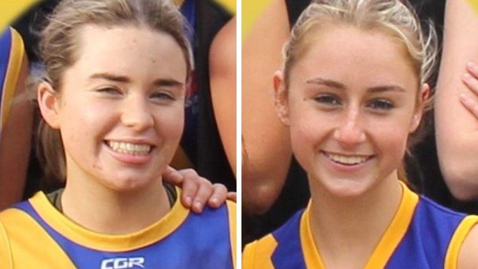 Two images show Holly Bowles and Bianca Jones from the shoulders up zoomed in from a wider team shot.