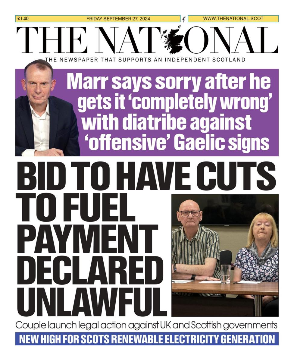 Scotland's papers: Winter fuel legal bid and 'Iceman' revelations - BBC ...