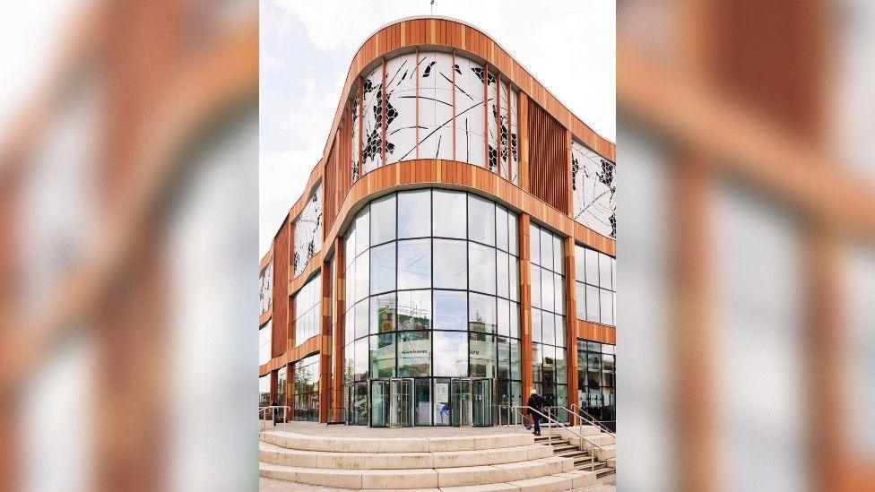 An exterior image of the entrance to Nottingham Central Library