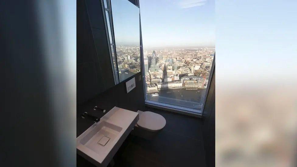 Toilet in the Shard overlooking London