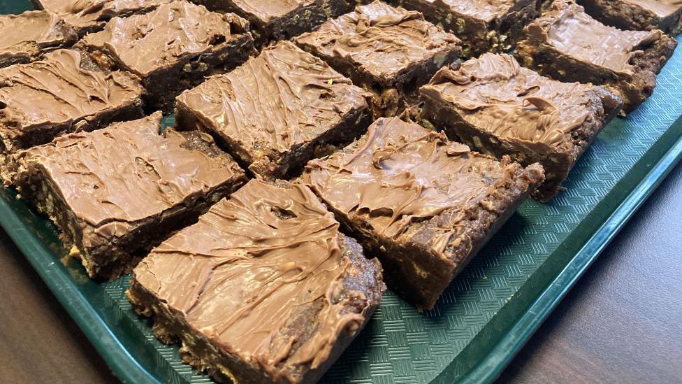 A tray of chocolate brownies