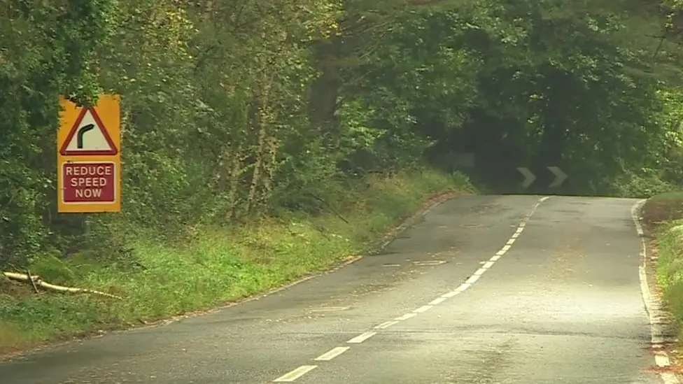 A general view picture of Hurn Road, between Ringwood and Matchams, a countryside road with no cars on it when the picture was taken 